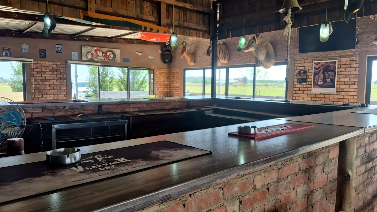 The pub bar counter and rustic interior